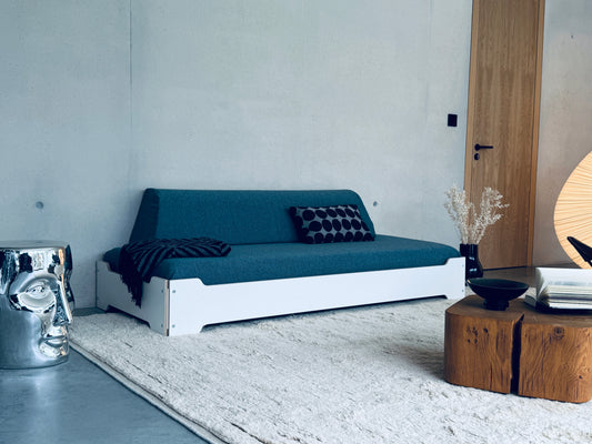 dasSofa inkl. Matratzen mit Bezug, Rückenkissen und Lattenrost